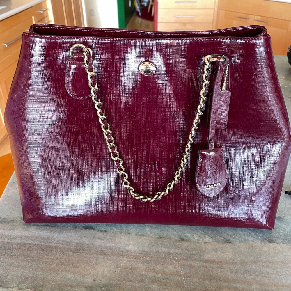 Coach Leather Handbag Maroon Like New - Picture 2 of 9